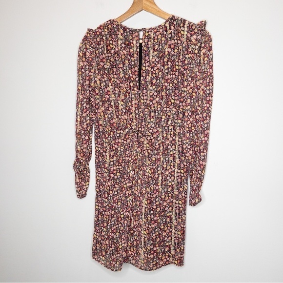 MANGO Womens Floral Mini Dress Size 4 New Metallic Ditsy Long Sleeve Colorful - Picture 12 of 16